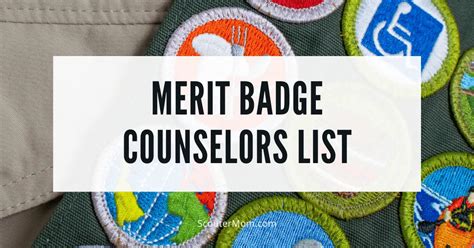 Merit Badge Counselors List – Scouter Mom