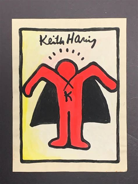 Vintage Keith Haring Pop Art Painting on Paper 11" x 8.25" | #3834399688