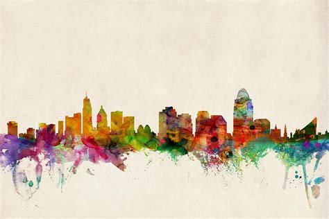 Cincinnati Ohio Skyline Digital Art by Michael Tompsett - Fine Art America