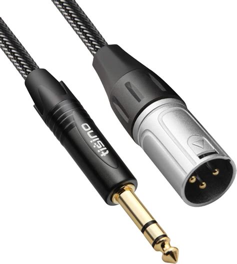 TISINO 6.35mm Jack to XLR Cable, Nylon Braid Quarter inch 1/4" TRS Stereo Jack to XLR Male ...