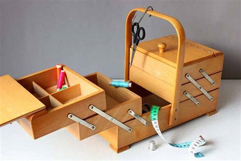 Handmade Vintage Wooden Sewing Box | Gadgetsin