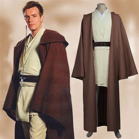 Star Wars Jedi Knight Cosplay Obi Wan Ben Kenobi Robe Halloween Costume Tunic for men With Cloak ...