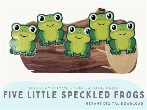 Five Little Speckled Frogs Printable Props. Nursery Rhymes, Baby and Toddler Activity, Home ...