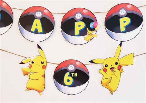 Pokemon Birthday Banner Pikachu Birthday Banner Pokemon | Etsy