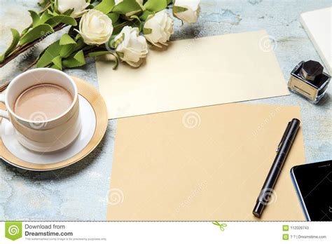 The stationery on the desk stock image. Image of company - 112026743