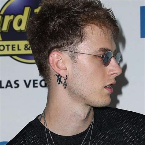 Mgk hair hairstyles pinterest | Mgk tattoos, Mgk, Neck tattoo