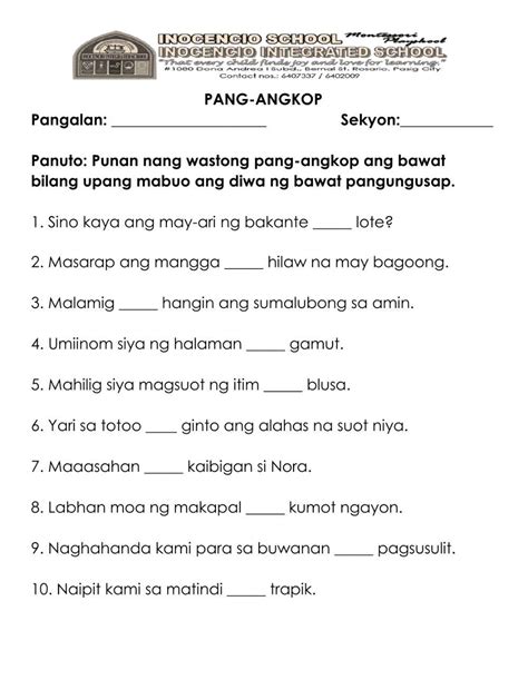 PANG-ANGKOP online exercise for | Live Worksheets