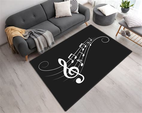 Personalized Musical Notes Printed Rug Machine Washable Rug - Etsy