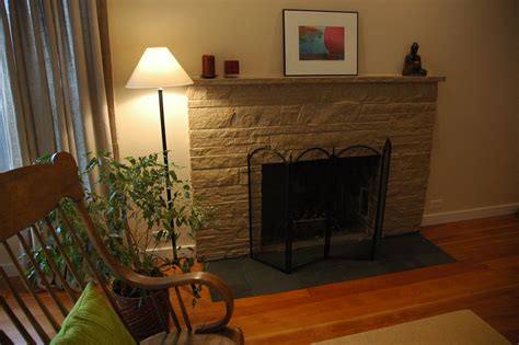 Zen style after - Painted stone fireplace makeover with fl… | Flickr