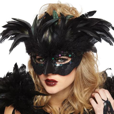 Fantasy Raven Feather Masquerade Mask 6 3/4in x 4in | Party City