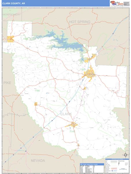 Clark County, Arkansas Zip Code Wall Map | Maps.com.com