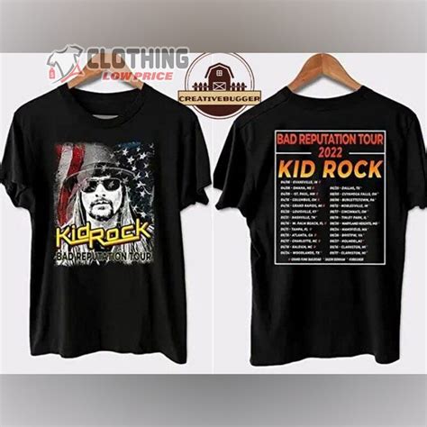 Kid Rock Bad Reputation Tour 2022 Setlist Merch, Kid Rock Concert Album Songs T-shirt ...