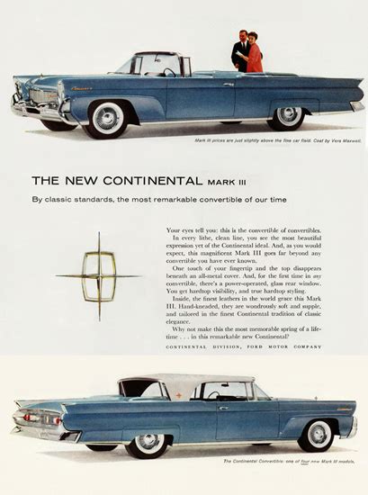 Lincoln Continental Mark III Convertible 1958 | Mad Men Art | Vintage ...