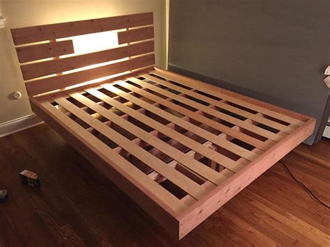 Here's the bed with all the slats on it. | Floating bed, Floating bed ...