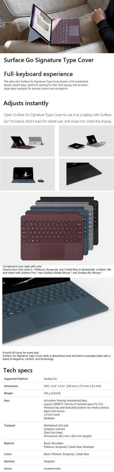 Microsoft Surface Go Type Cover Keyboard (Black) | VillMan Computers