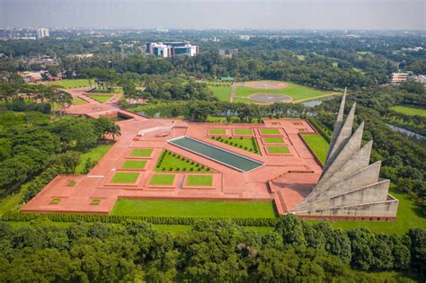 Aerial view of a striking modern monument remembering the Independence ...