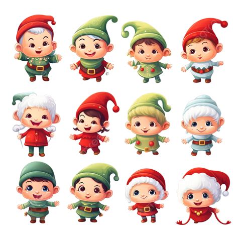Christmas Elf, Baby Elves Santa Claus Helpers, Funny Winter Dwarf Characters PNG Transparent ...