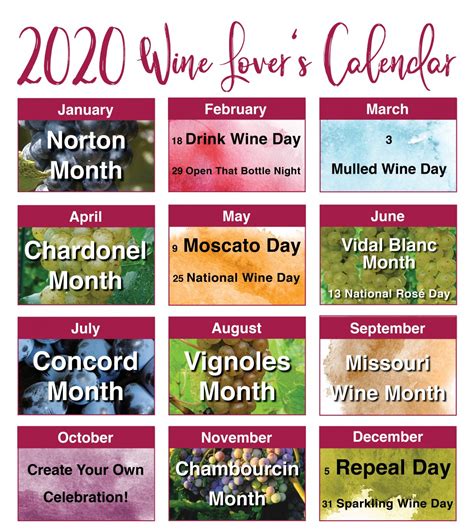 2020 Wine Lover's Calendar | MO Wines