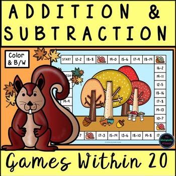 Fall Addition and Subtraction Within 20 Games | Addition, subtraction, Math centers, Adding ...