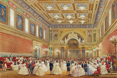 The Ballroom, Buckingham Palace, London, 17 June 1856, by Louis Haghe ...