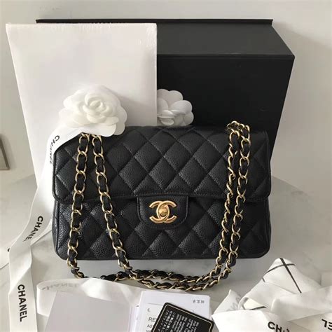 NEW AUTHENTIC CHANEL 2018 BLACK CAVIAR SMALL DOUBLE FLAP BAG GHW RARE ...