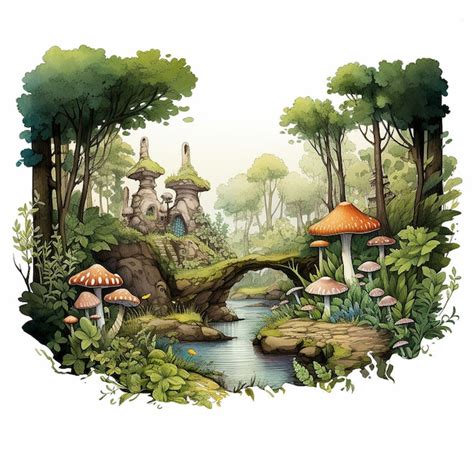 Premium AI Image | watercolor forest illustration