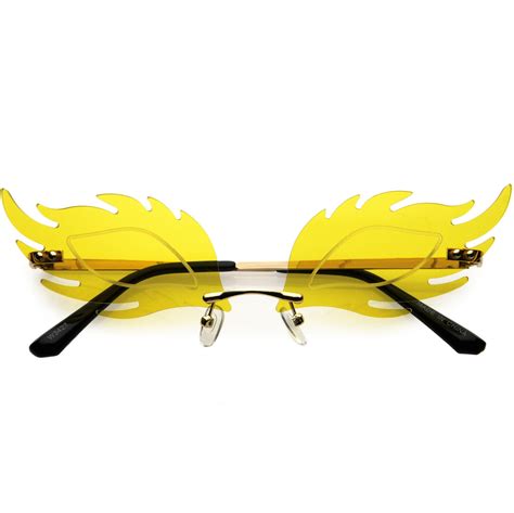 Aesthetically Elegant Fire Bevelled Masquerade Detail Flame Shaped Sunglasses D076 | Funky ...