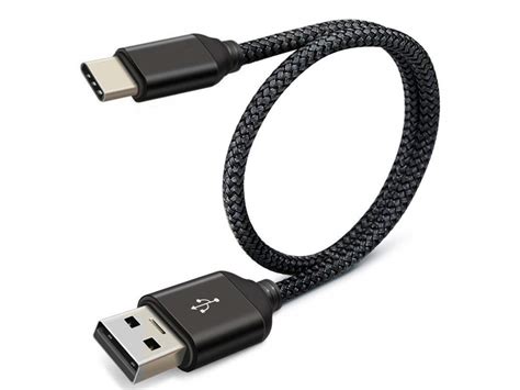 USB C auf USB A Schnellladekabel Fastcharge kurz 30 cm - schwarz grau ...