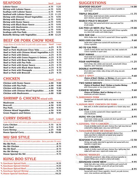 China Chef Restaurant menu in Wareham, Massachusetts, USA