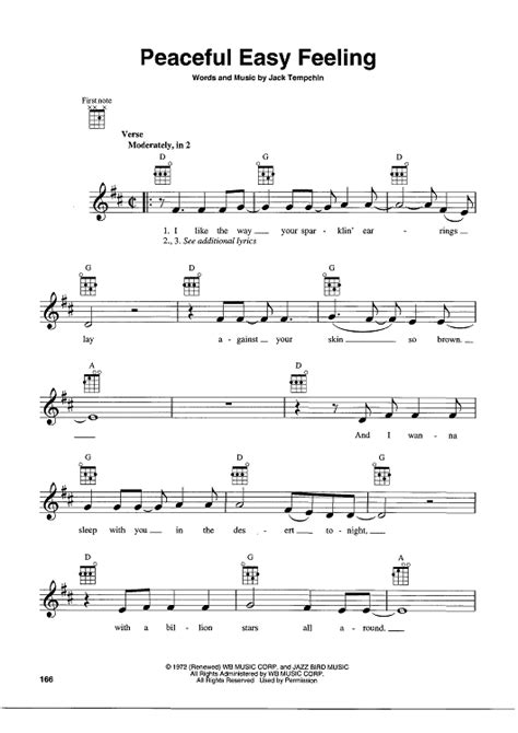 Peaceful Easy Feeling" Sheet Music by Eagles for Ukulele/Vocal - Sheet ...