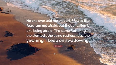 C. S. Lewis Quote: “No one ever told me that grief felt so like fear. I ...