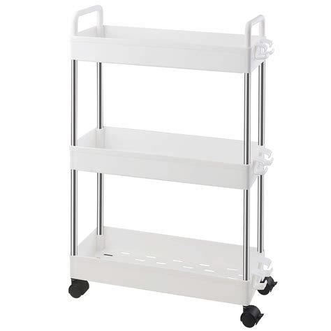 Ronlap 3 Tier Slim Storage Rolling Cart, Plastic Slide Out Storage Organizer Tower, Narrow ...