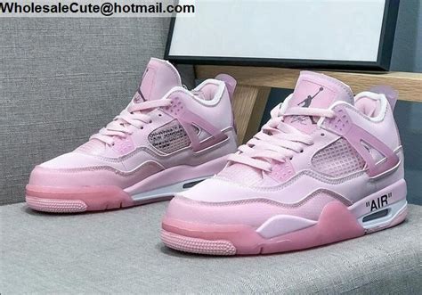 Mens & Womens Off White Air Jordan 4 Pink -18585 - Wholesale Sneakers