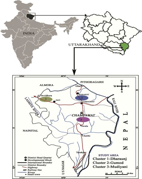 The location map of the study area in the Champawat district of... | Download Scientific Diagram