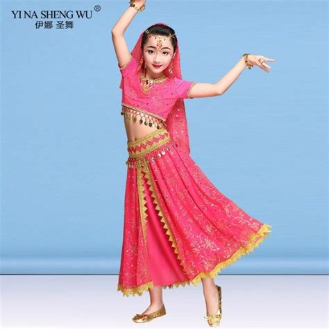 Belly Dance 3 Colors 2/3/5/7/8Pcs Set Sari Dancewear Children Belly ...