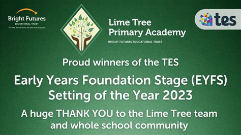 Early Years Foundation Stage (EYFS) Setting of the Year 2023 - Lime Tree Primary Academy