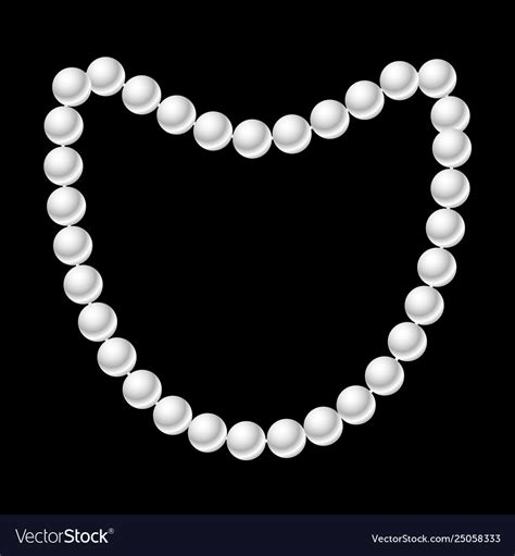 White pearl necklace on black background Vector Image