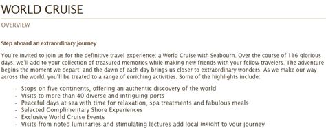 Seabourn World Cruise Overview | Crystal Cruise