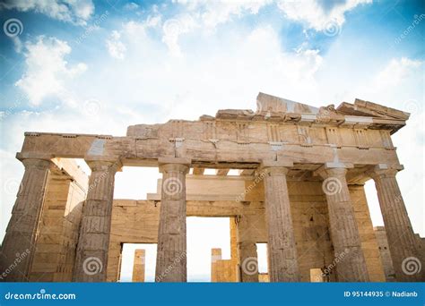 Propylaea of the Acropolis Athens, Greece. Stock Image - Image of ...