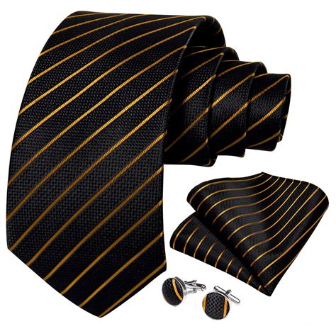 Luxury Gold and Black Striped Tie Set – Sophisticated Gentlemen