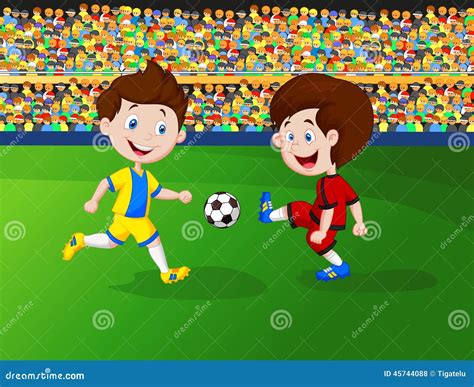 Cartoon Boy Playing Football Vector Illustration | CartoonDealer.com ...