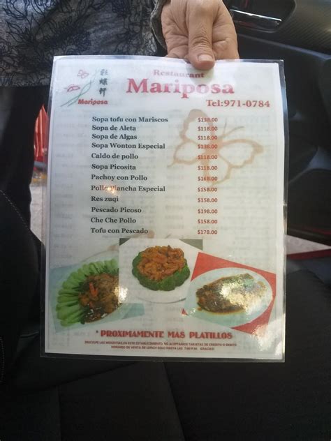 Menu at Restaurant Mariposa, Tijuana