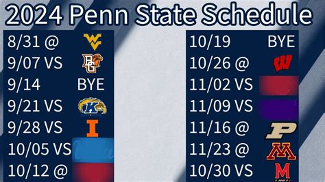 Penn State Schedule 2024 - Image to u