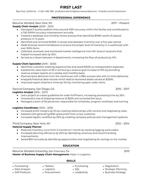 13 Supply Chain Resume Examples for 2023 | Resume Worded