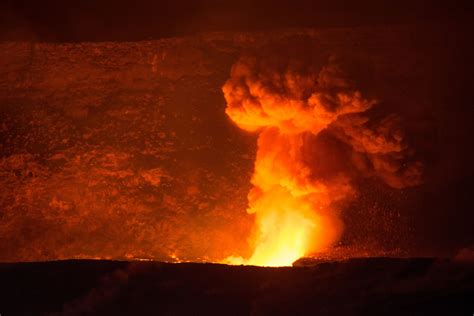 Free Images : landscape, nature, rock, mountain, steam, wave, smoke, volcano, crater, hawaii ...