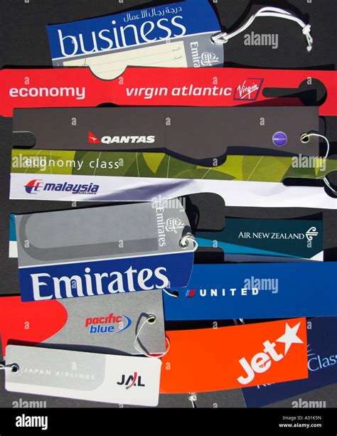 Collection of airline baggage tags Stock Photo - Alamy