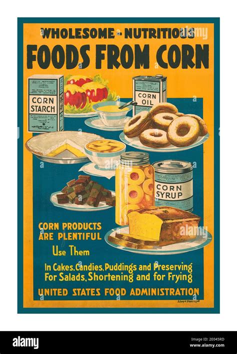 1918 poster showing an assortment of foods and dishes hi-res stock ...