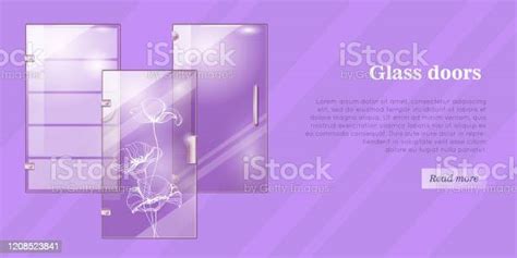 Glass Doors Conceptual Flat Vector Web Banner Stock Illustration - Download Image Now ...
