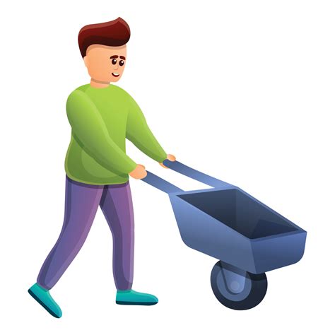 Boy wheelbarrow icon, cartoon style 14225082 Vector Art at Vecteezy