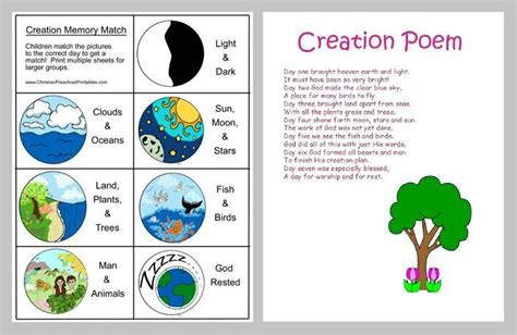 Story Of Creation For Kids Printable - Tedy Printable Activities